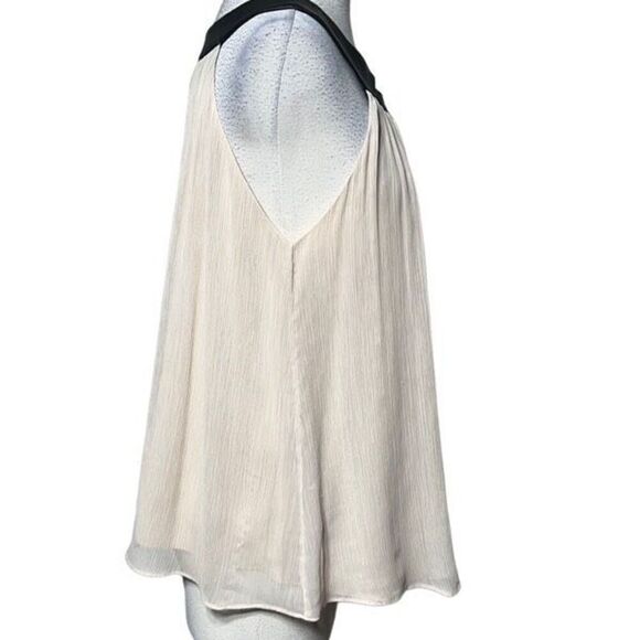 Alice + Olivia Sleeveless Chiffon Blouse with Leather Trim Size Small - Picture 3 of 5